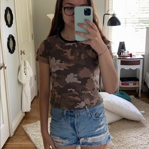 Kendall and Kylie cropped camo shirt